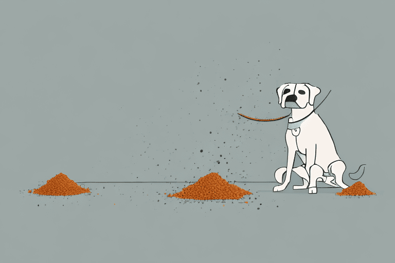 A curious dog sniffing a small pile of ground cloves on a kitchen countertop