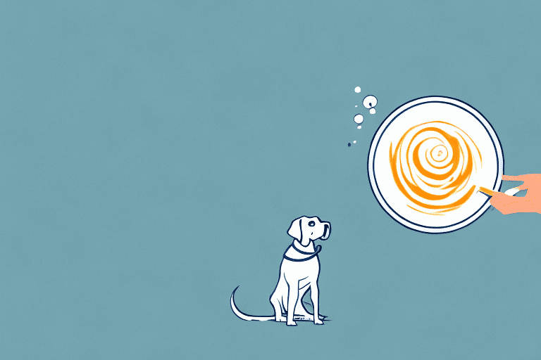 A curious dog looking at a bowl of tartar sauce