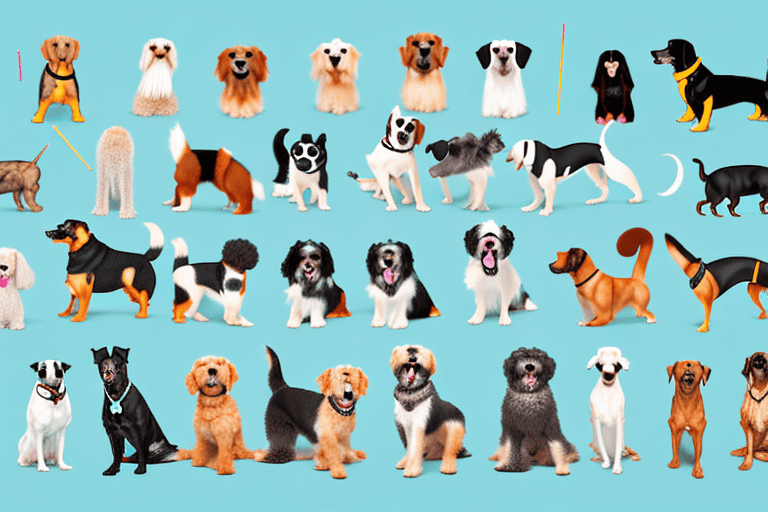 A variety of dogs of different breeds and sizes