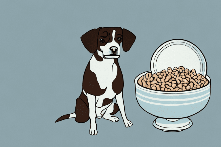 A curious dog sitting next to a bowl filled with black-eyed peas