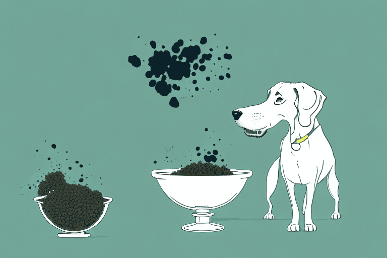 A curious dog sniffing a bowl of food containing a visible seaweed ingredient