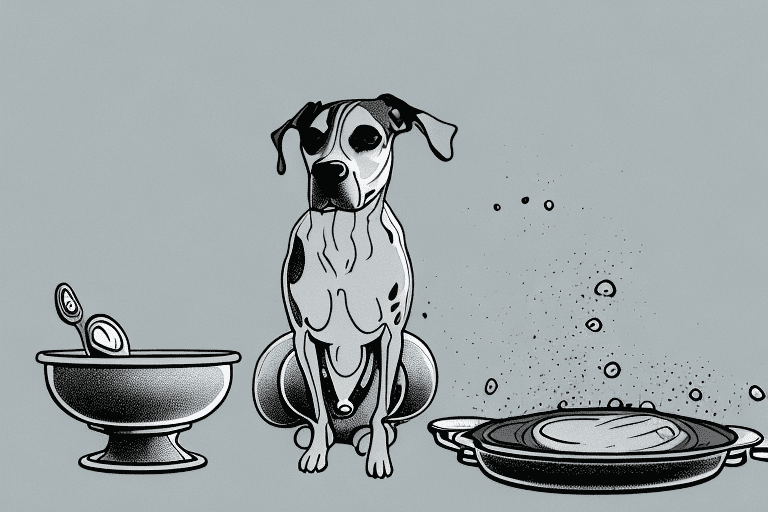 A curious dog sitting by a bowl of mushroom gravy