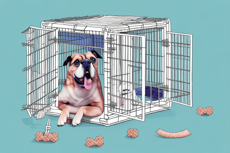 A high anxiety dog crate with a visibly relaxed dog inside