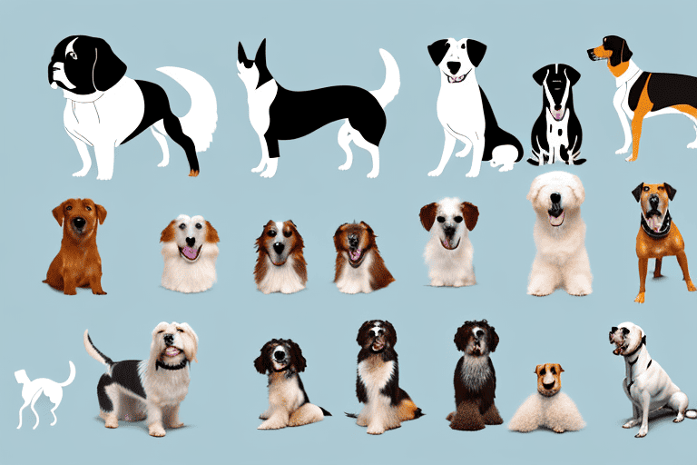 Various breeds of dogs displaying different signs of anxiety