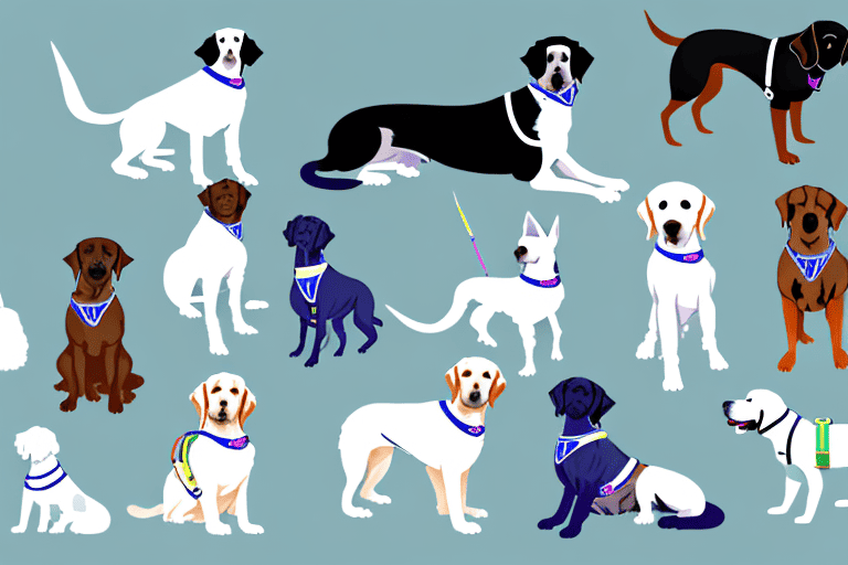 Various breeds of service dogs