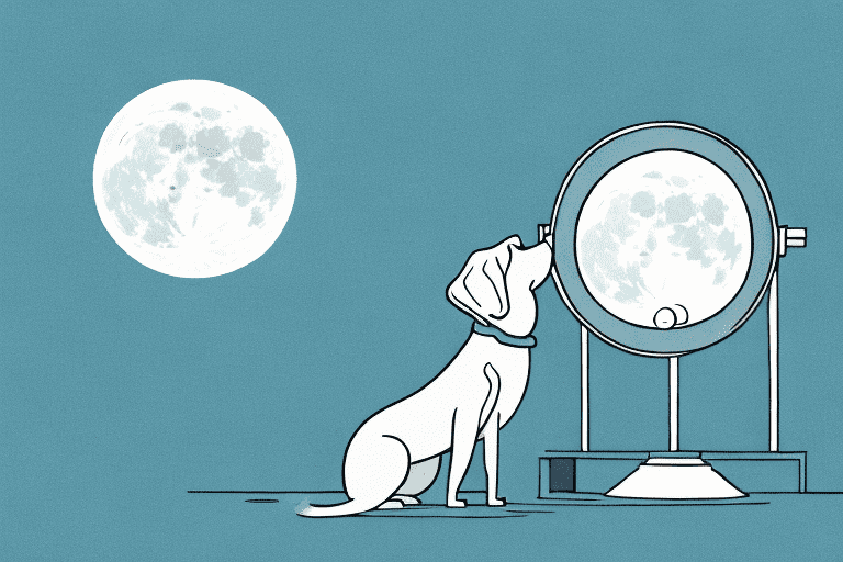 A dog barking at its reflection in a mirror