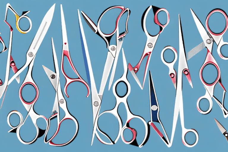 Various types of dog grooming scissors