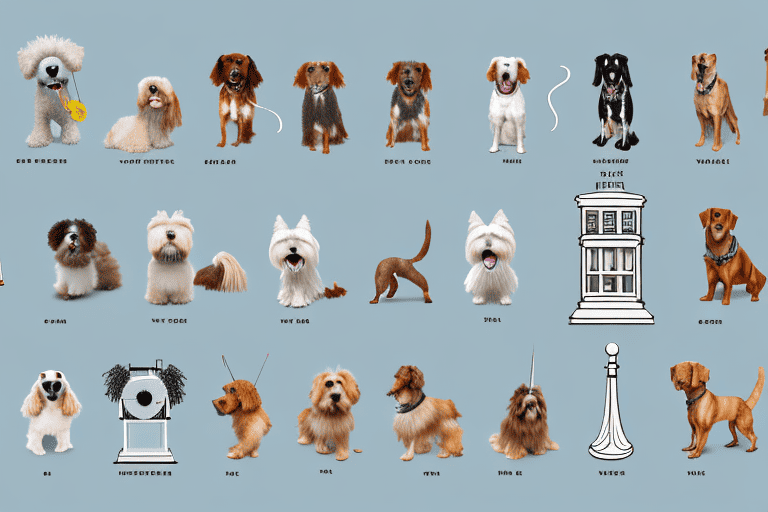 Various breeds of dogs in different environments (like a park