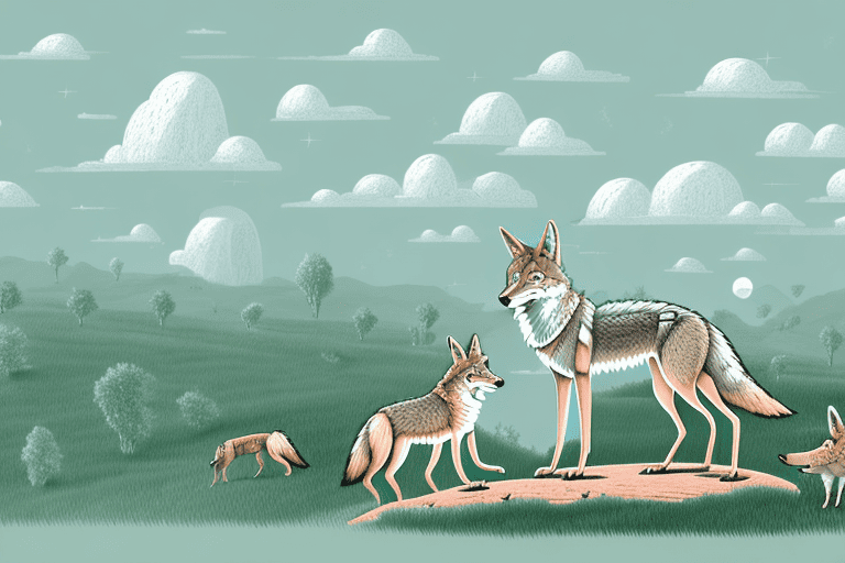 A coyote on a hilltop