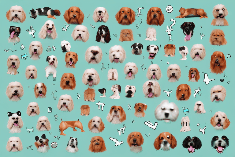 Various breeds of dogs in humorous poses and expressions