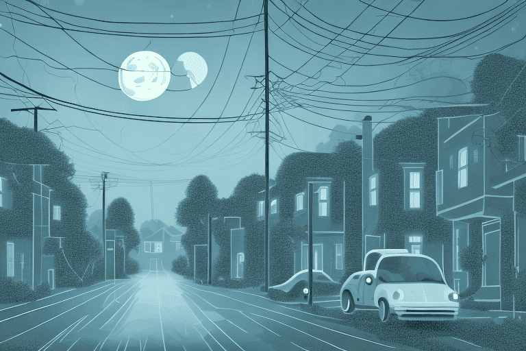 A quiet residential street at night