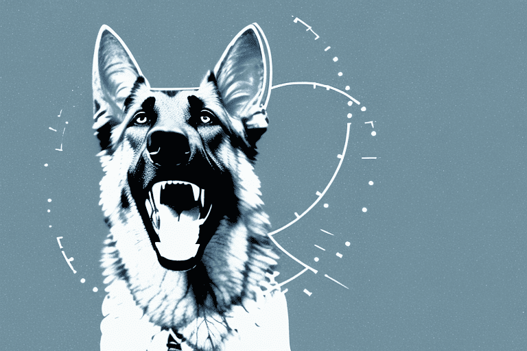 A german shepherd mid-bark