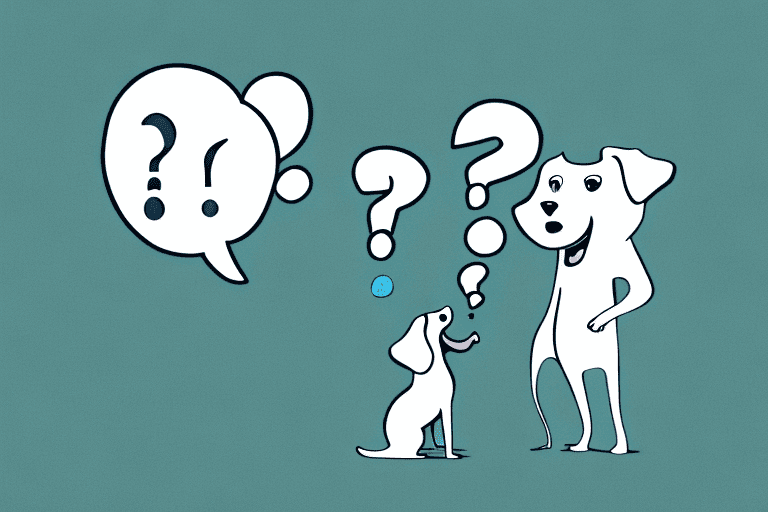 A confused-looking dog barking at a blank wall