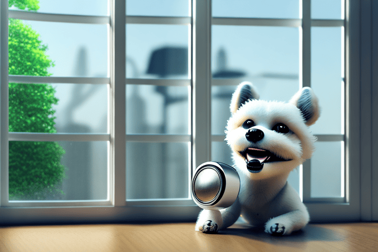 A realistic-looking toy dog with a hidden speaker