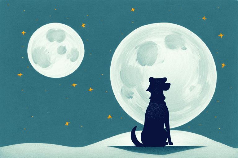 An older dog sitting by a moonlit window