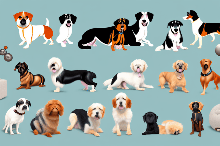 A variety of retired breeding dogs of different breeds