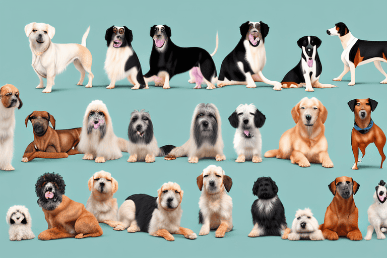 A variety of retired breeder dogs of different breeds and ages