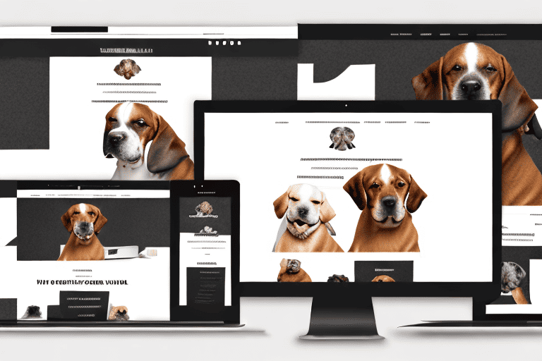 A professional website layout featuring various dog breeds