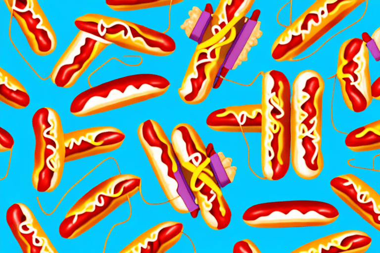 A pile of hot dogs on a stylized trophy stand