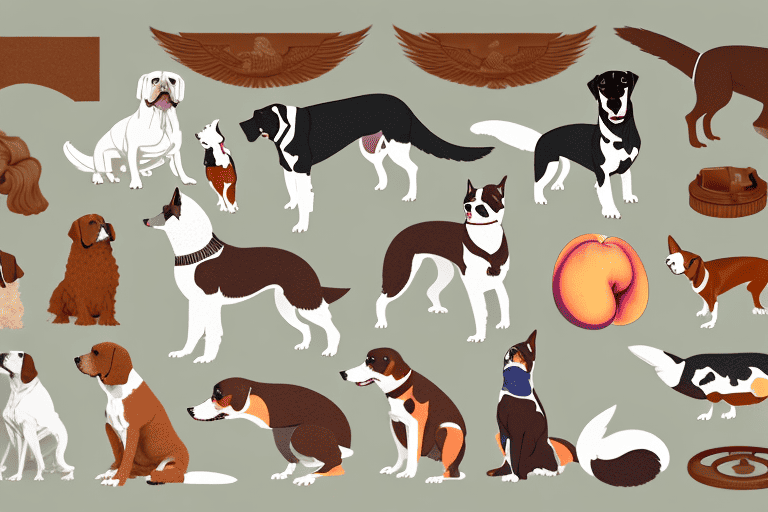 A variety of dog breeds in a scenic georgia landscape