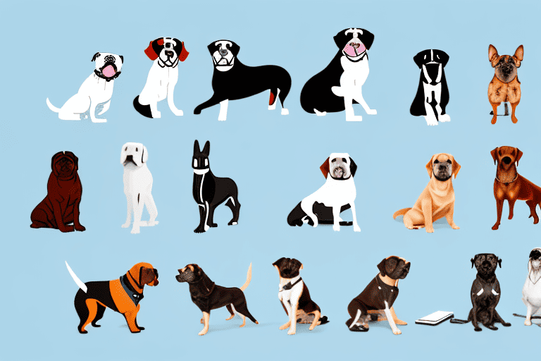 A diverse range of dog breeds sitting around a computer screen