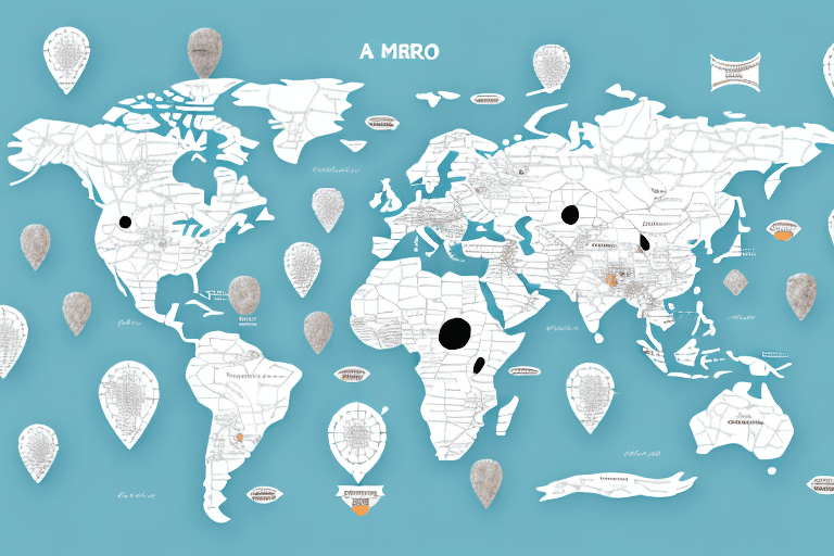 A map pinpointing various locations