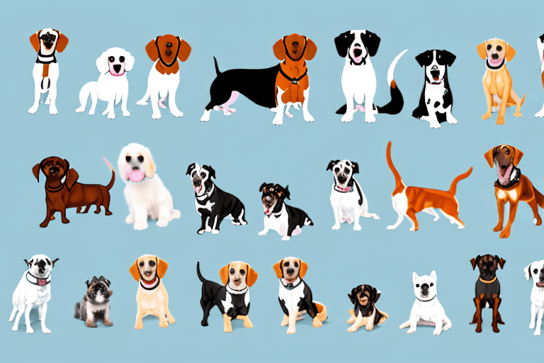 Several different breeds of dogs