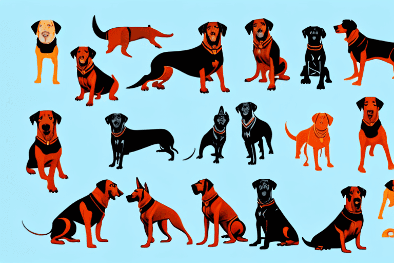 Several different dominant dog breeds such as a rottweiler