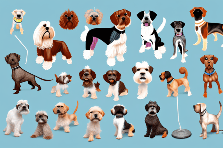 Several different popular dog breeds that start with the letter m