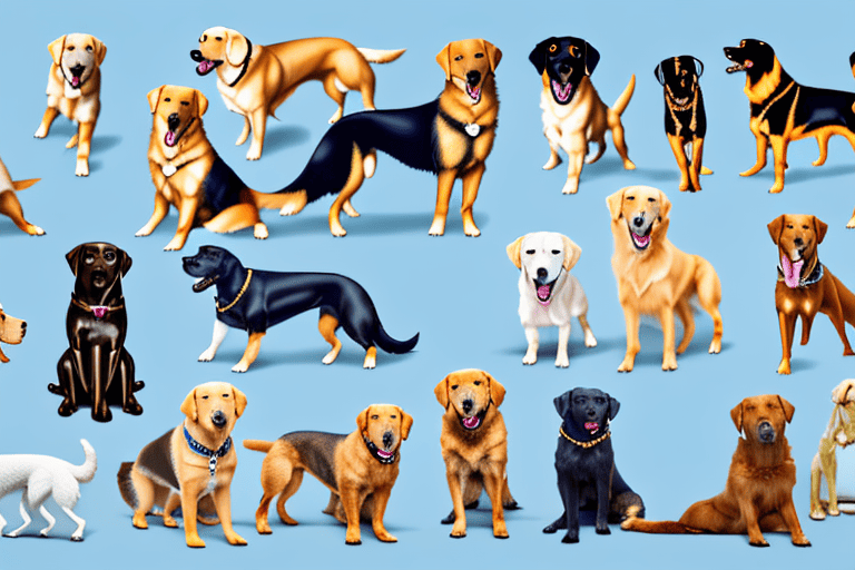 Several popular dog breeds such as a labrador retriever