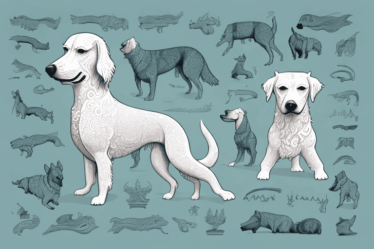 Several distinctive baltic dog breeds in a picturesque baltic landscape setting