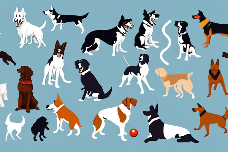 Several different types of working dog breeds