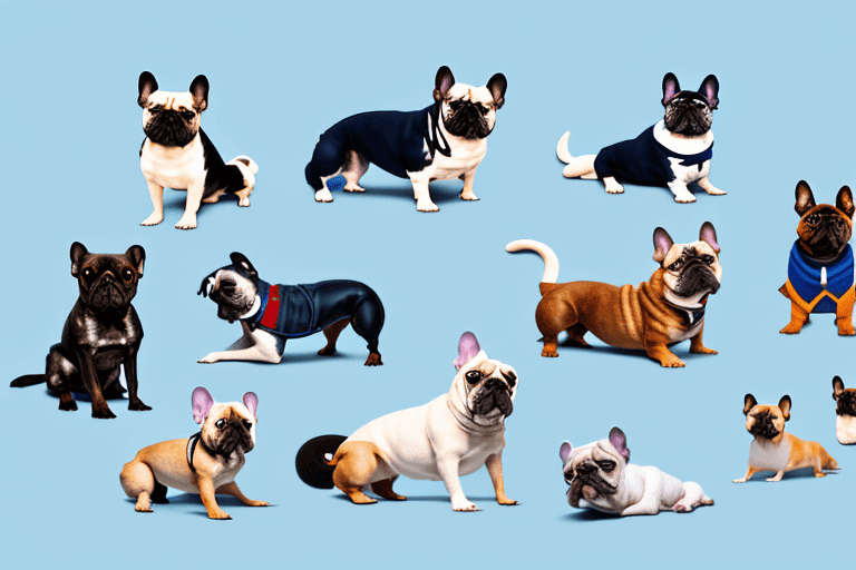 Several different dog breeds such as a french bulldog