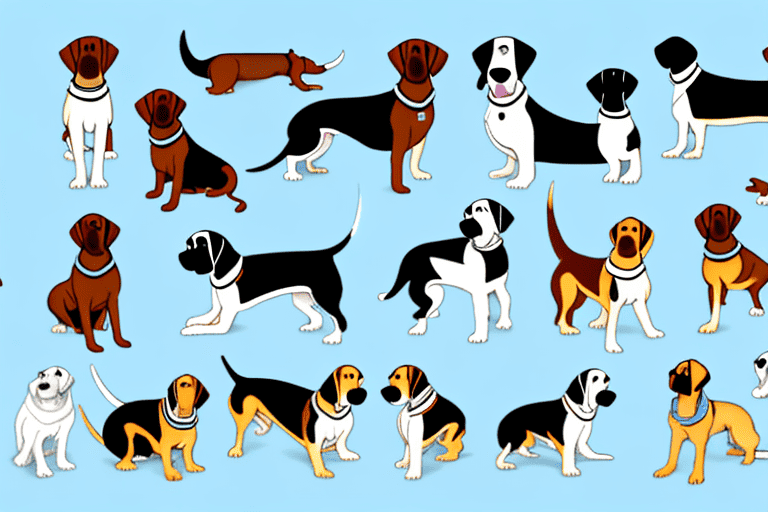 Several diverse deep-chested dog breeds