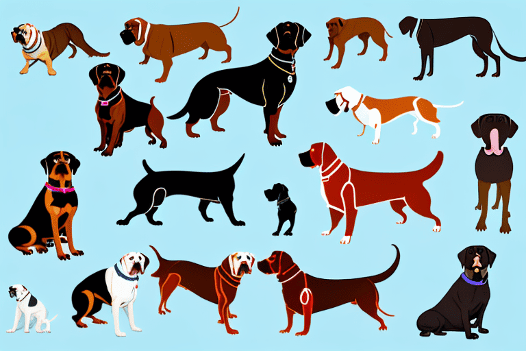 Several large dog breeds with short hair