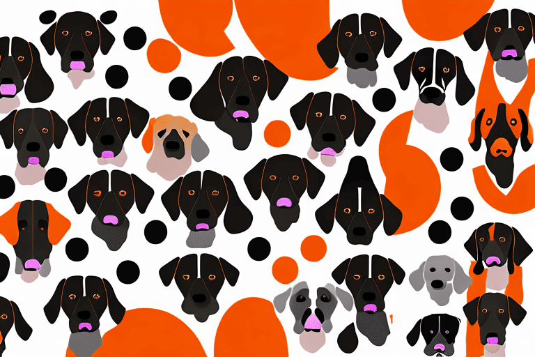 Various dog breeds with black and orange markings