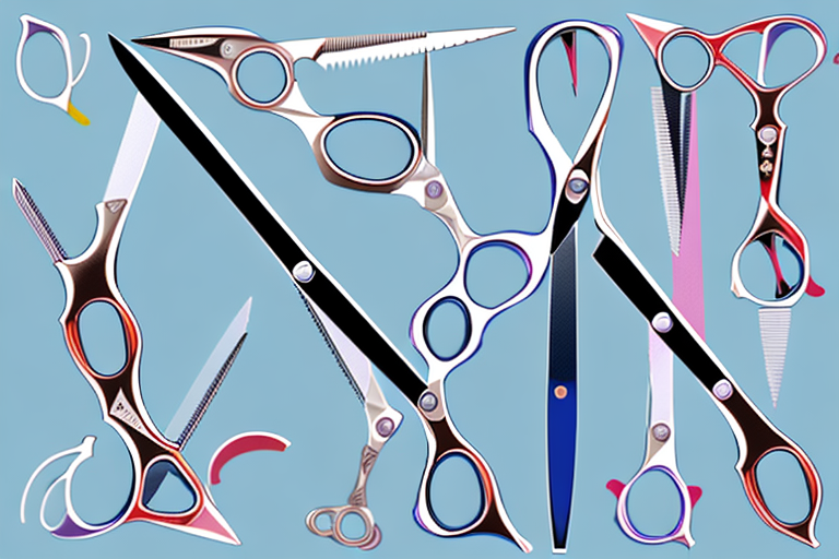 Various types of dog grooming scissors