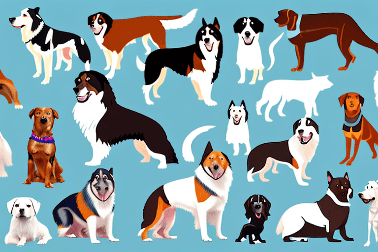 Several different dog breeds commonly found on native american reservations