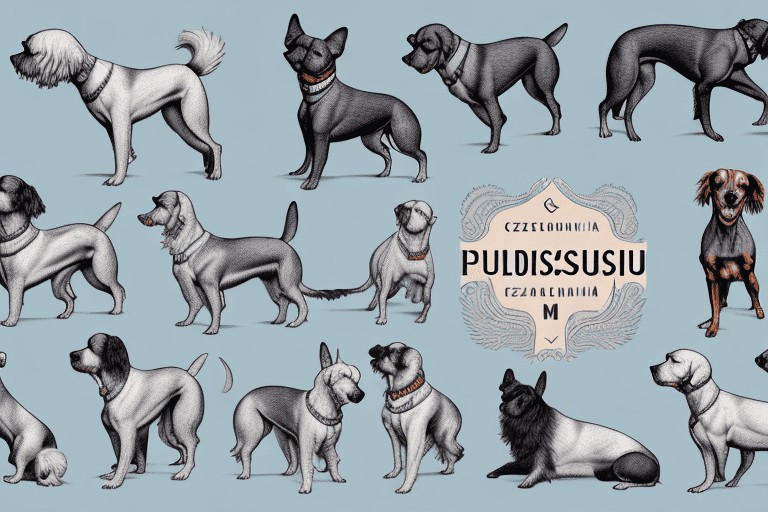 Several unique czech dog breeds in a picturesque czech landscape