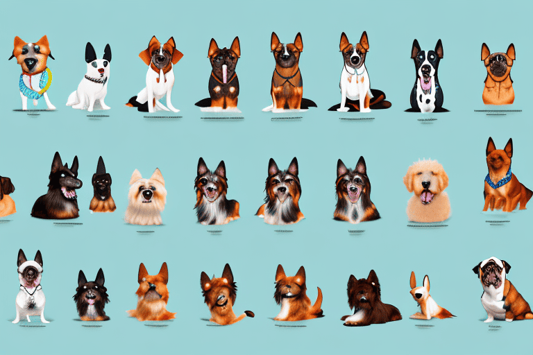 Various types of dogs in different poses