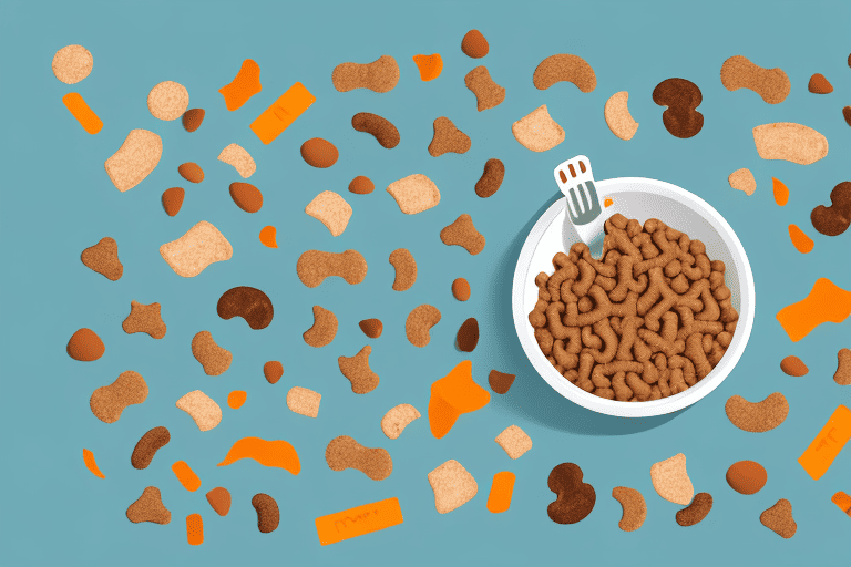 A dog enthusiastically eating from a bowl labeled 'bark eats'