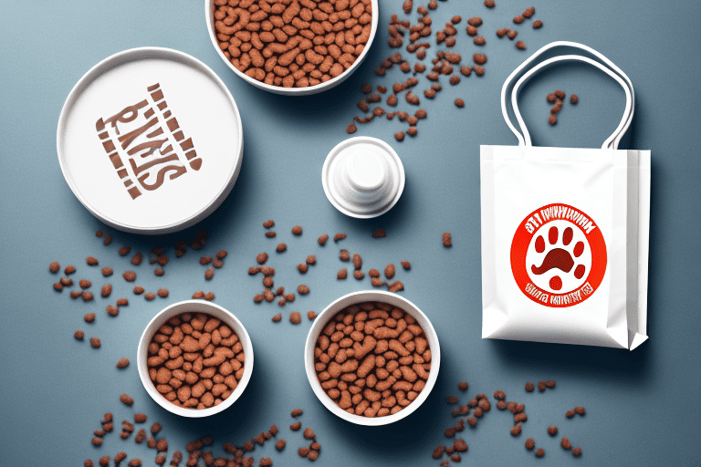 A showtime dog food bag next to a bowl filled with the food