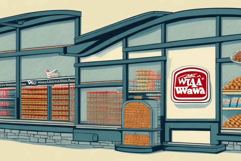 A wawa store with a variety of pet food items displayed in the window