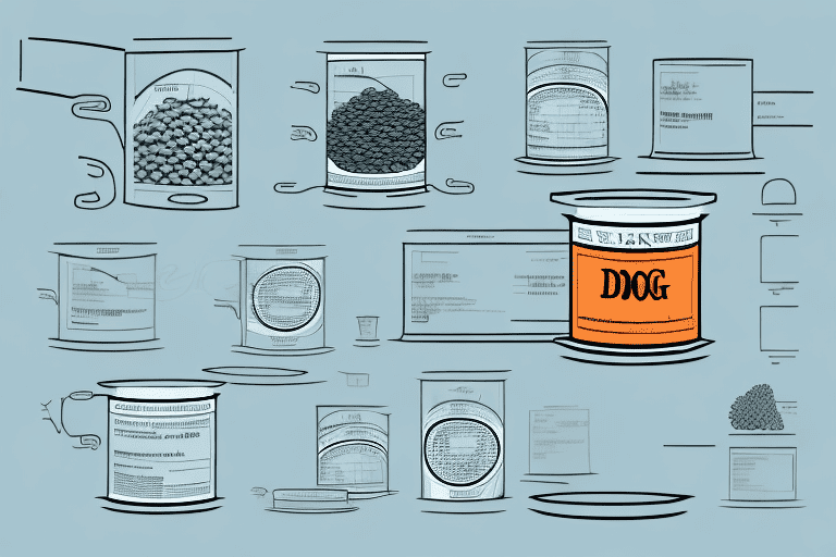 A large bag of dog food being poured into several measuring cups