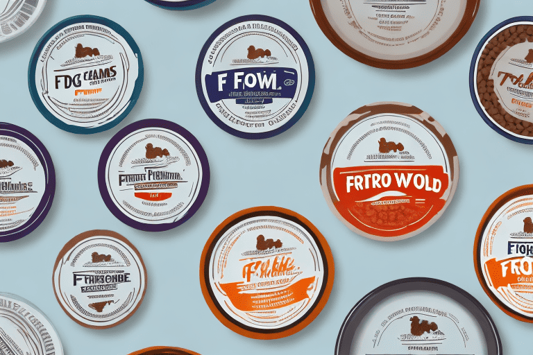 Several different types of dog food brands in bowls