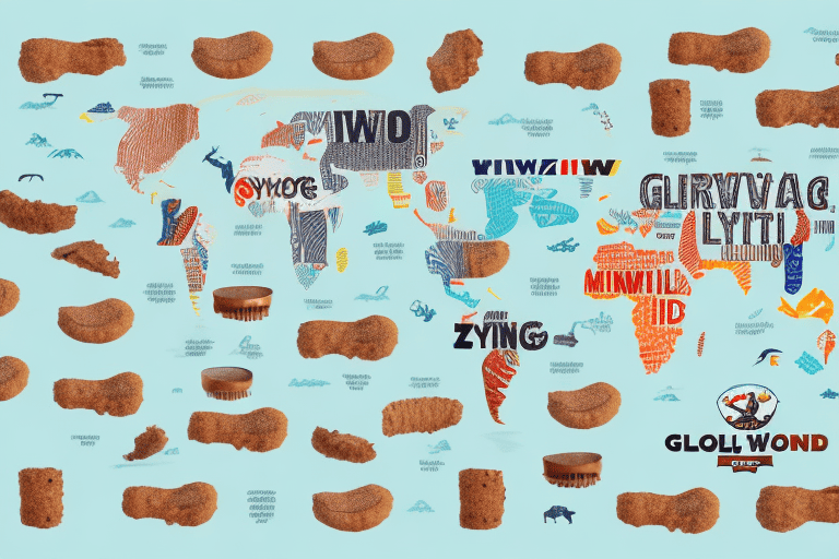 A variety of ziwi dog food products placed on a map