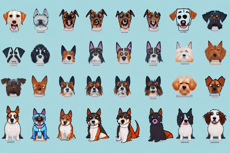 Various types of dogs in different sizes and breeds