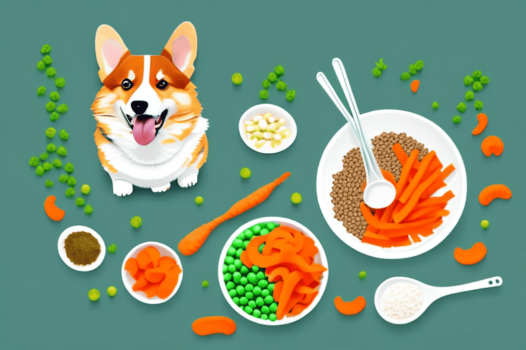 A corgi happily munching on a bowl of premium dog food