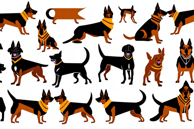 Various german dog breeds such as the german shepherd