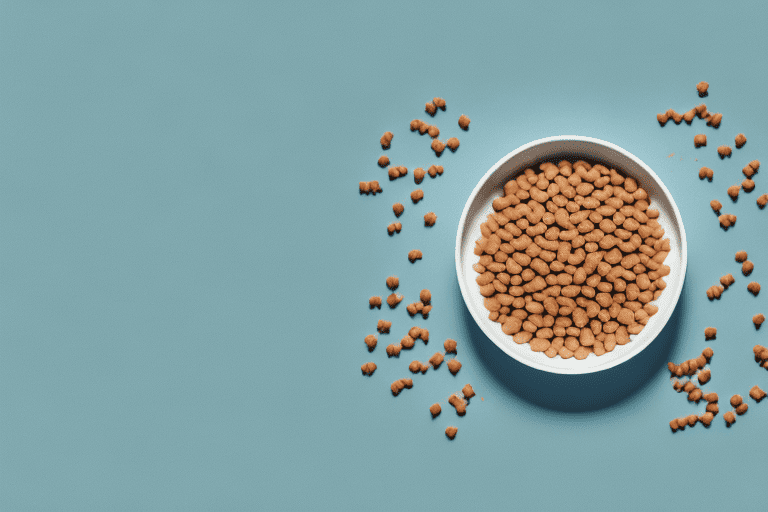 A bowl of dog food with grain sorghum clearly visible